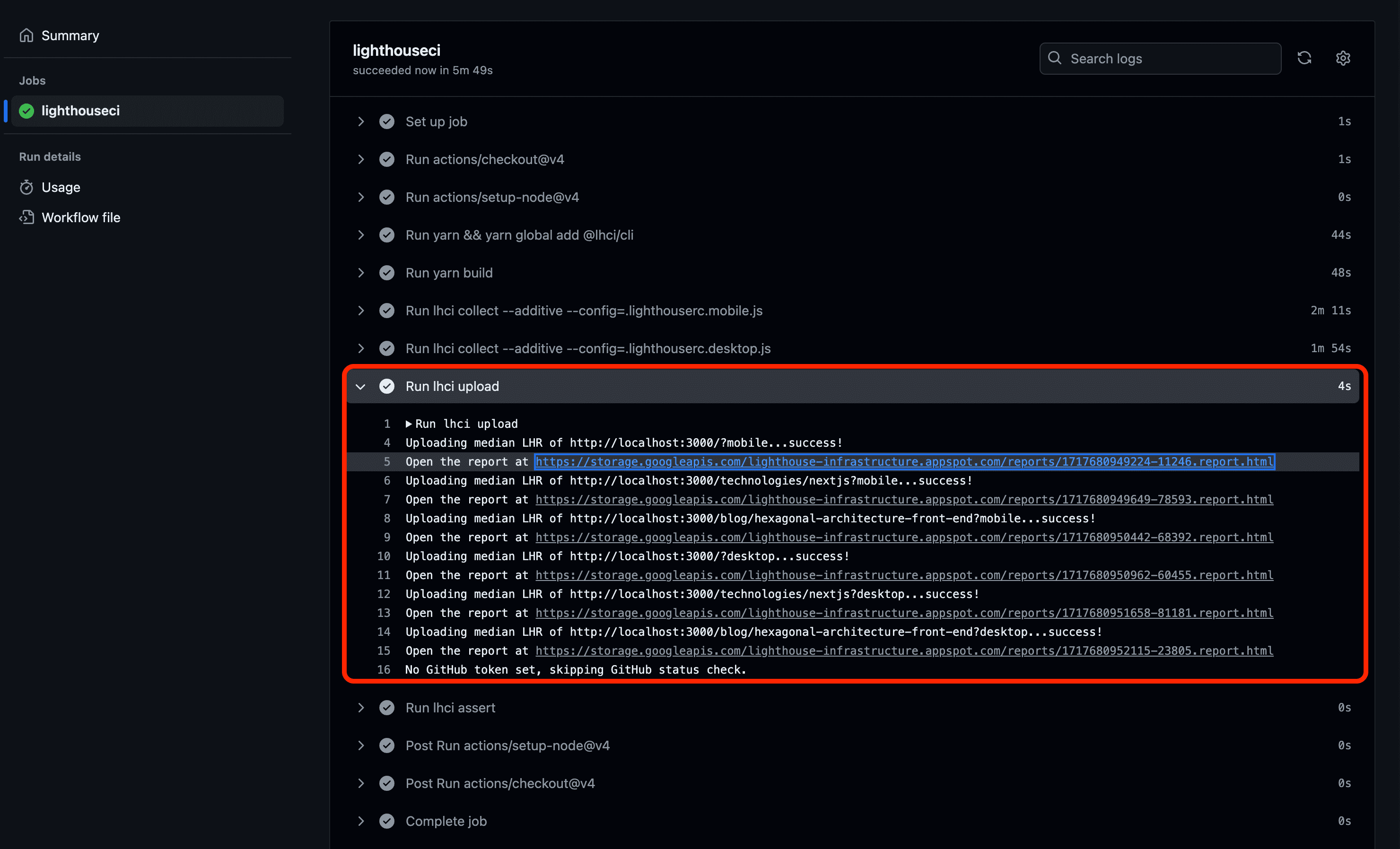 Exemple d'une Github Action pour Lighthouse CI