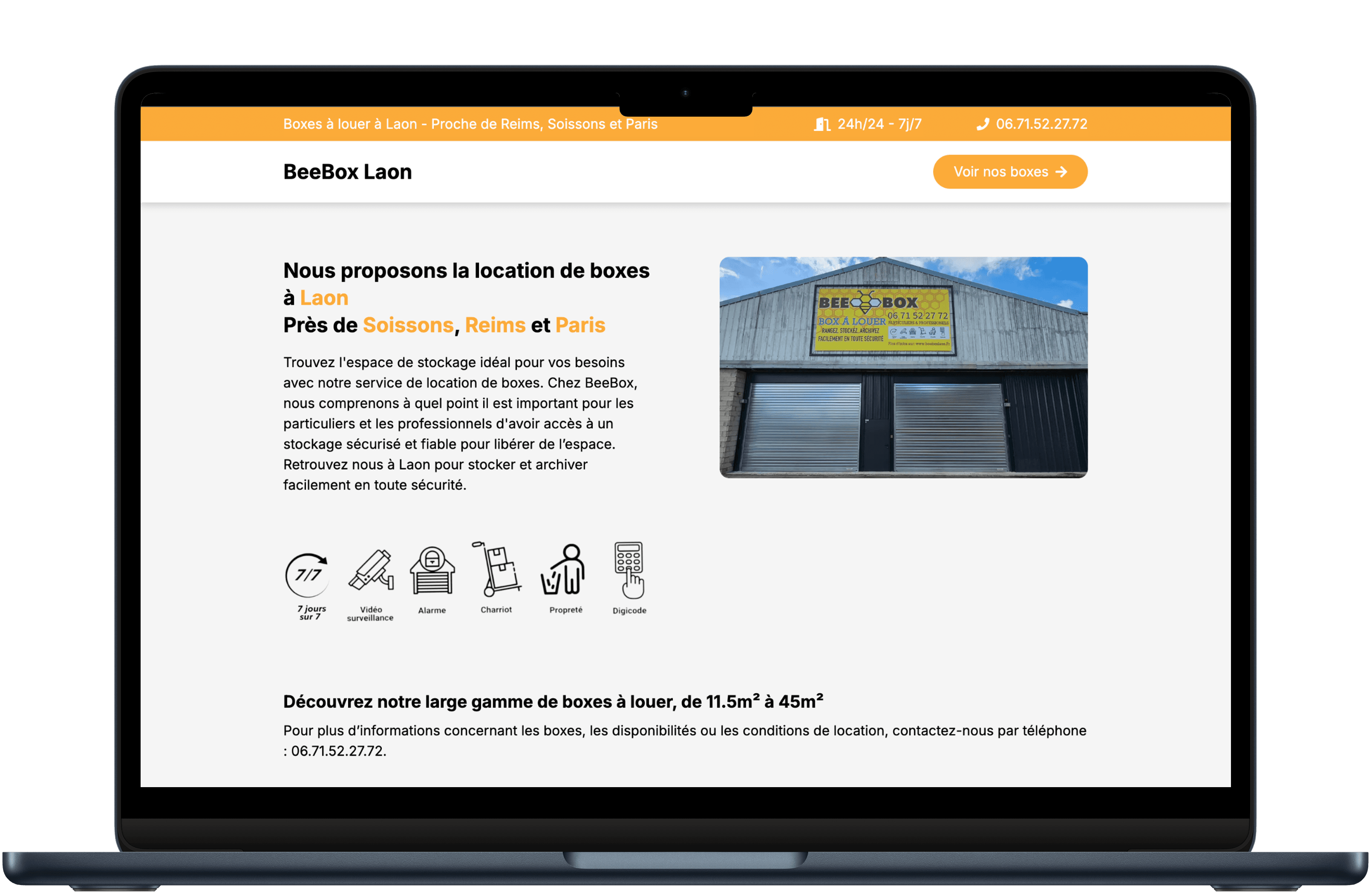 Version desktop du site BeeBox Laon