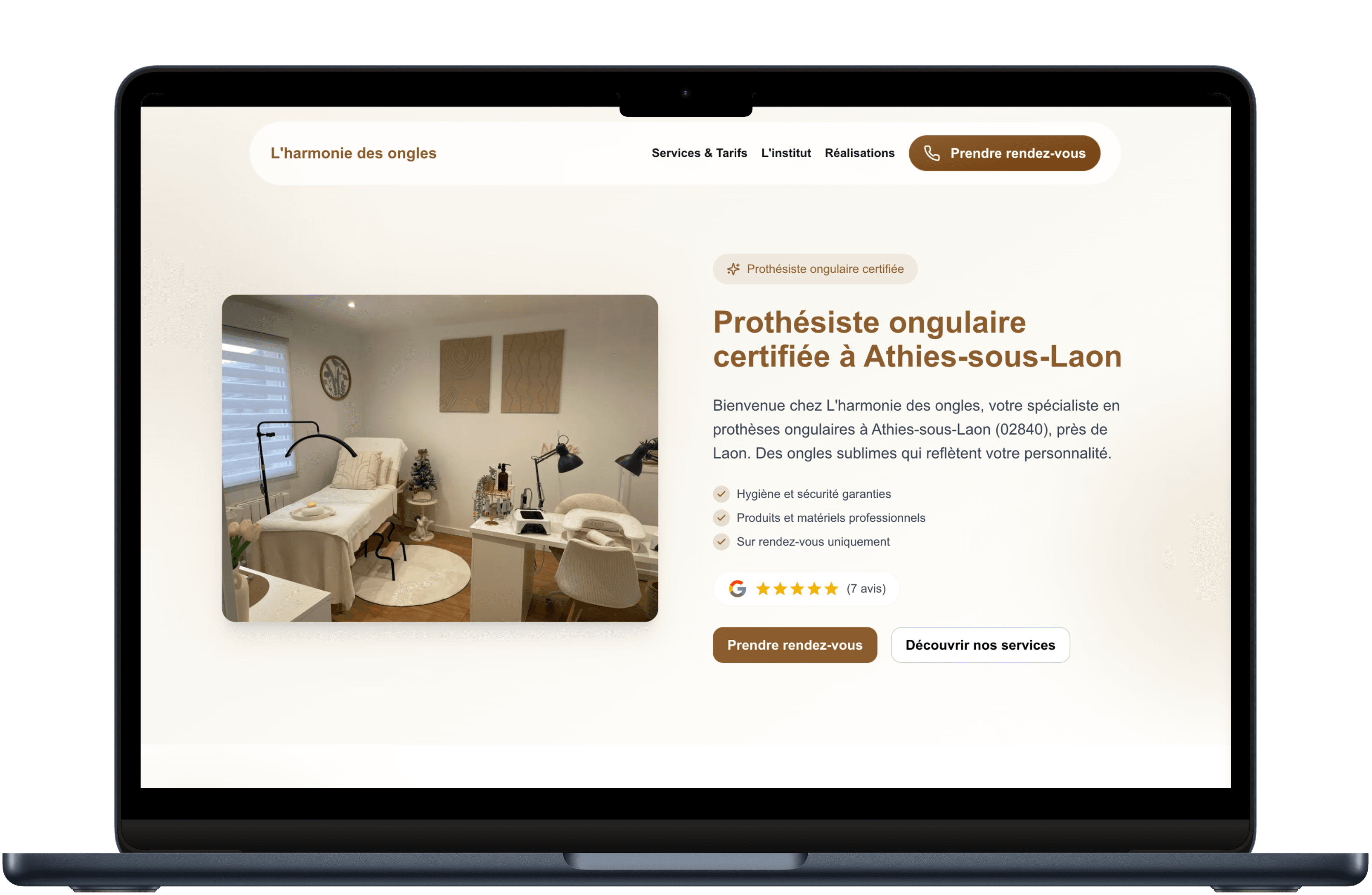 Version desktop du site L'harmonie des ongles