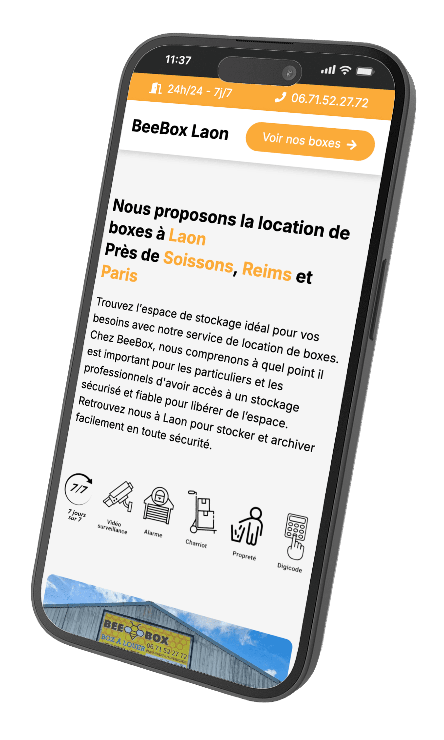 Version mobile du site BeeBox Laon
