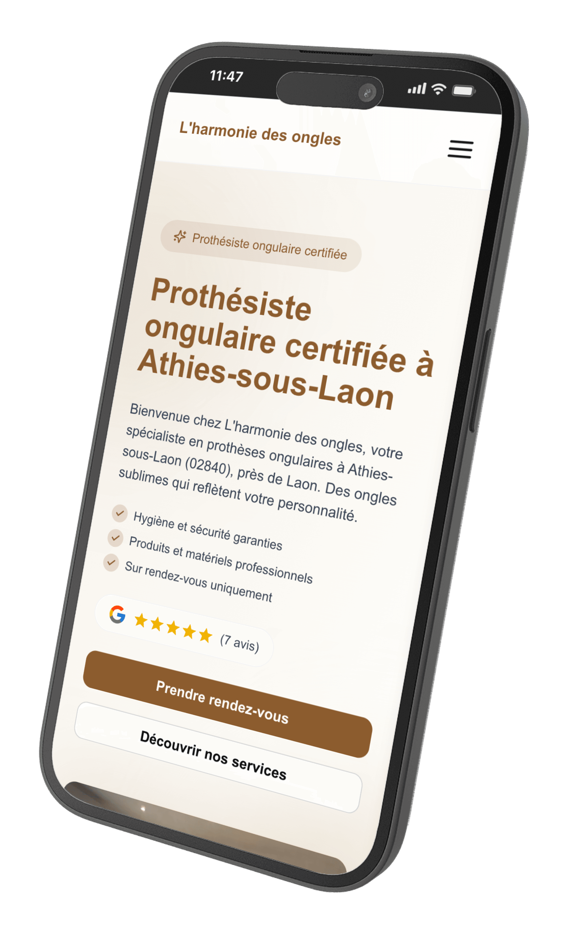 Version mobile du site L'harmonie des ongles